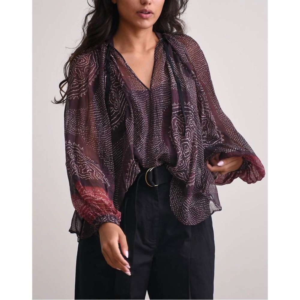Ulla Johnson Pauline Long Sleeve Sheer Peasant Blouse 2 (Oversized)